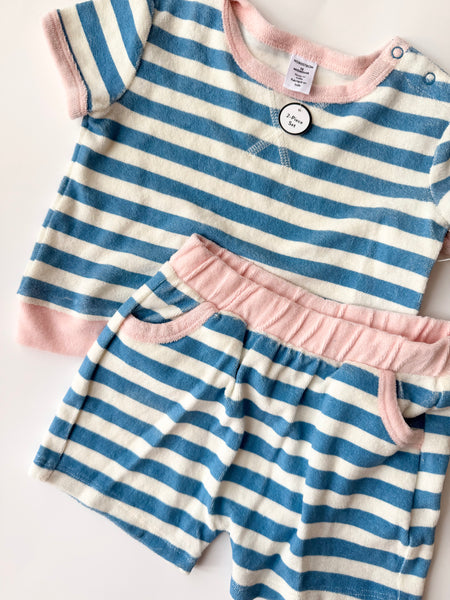 NEW Nordstrom 2pc Striped Terry Shorts Set • 1-2 years