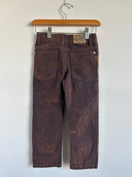 Souris Mini Brown Stretchy Jeans with Cactus on Pocket • 4-5 years
