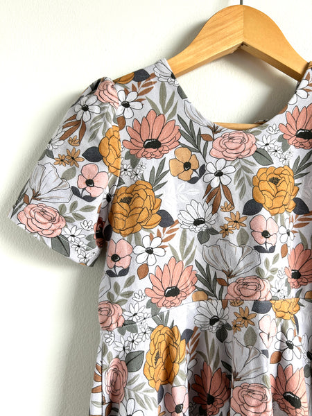 Finn and Grin Floral Puff Sleeve Floral Dress with Tie Back • 7-9 years