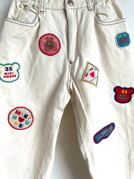 Mikihouse White Patch Pants • 3-4 years