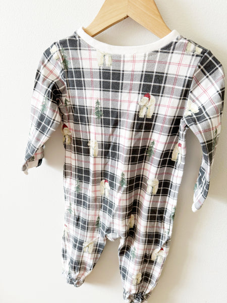 Deux Par Deux Polar Bear Plaid Zipper Sleeper • 12-18 months