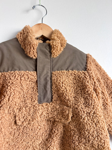 Wheat Cozy Anorak Style Pullover Cotton Lined Sweater • 4-6 years