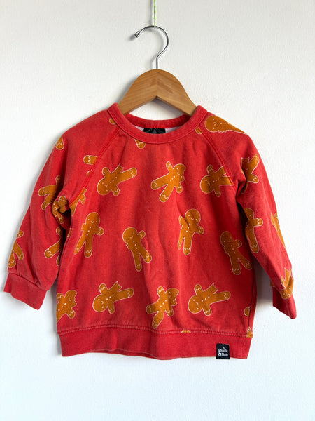 Whistle and Flute Red Gingerbread Sweatshirt • 3-4 years