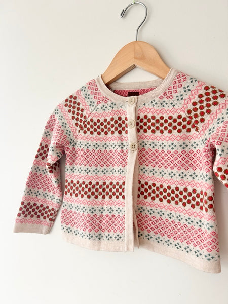 Tea Collection White and Red Patterned Cardigan • 2-3 years *