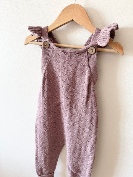 Jamie Kay Knit Purple Overalls • 12-18 months