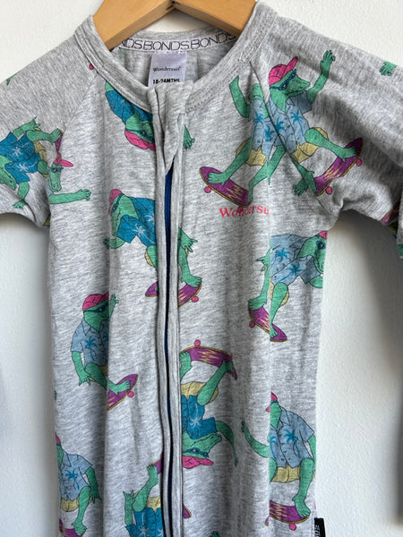 Bonds Crocodile Skateboard Zip Romper • 18-24 months