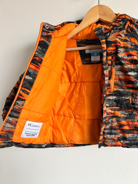 Columbia Orange, Grey, and Black Puffy Snow Jacket • 2 years