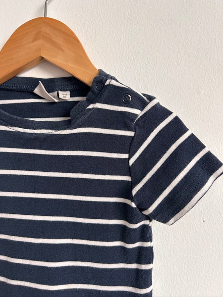 Wheat Navy and White Striped T-Shirt • 18-24 months