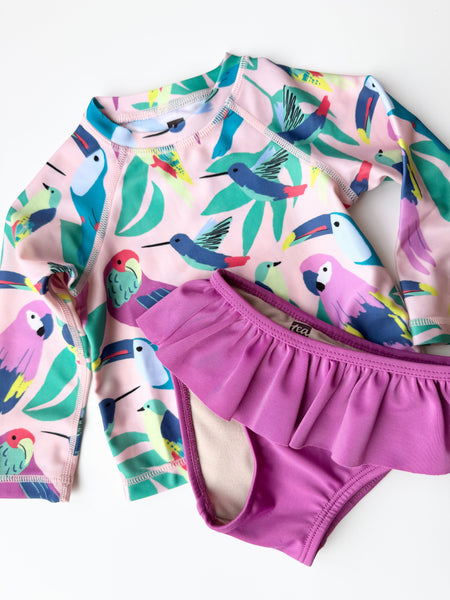 Tea 2pc Bird Swimsuit Long Sleeve Swimsuit • 9-12 months