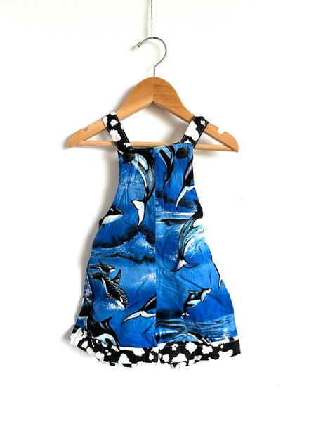 Vintage Just Kid'n Orca Shortalls • 12-18 months