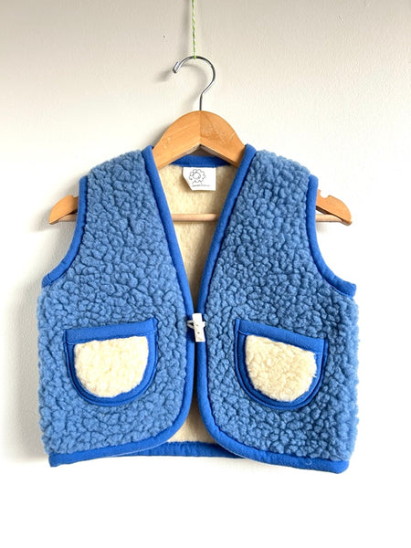 NEW Merino Wool Blue and Cream Colourblock Vest • 2-4 years