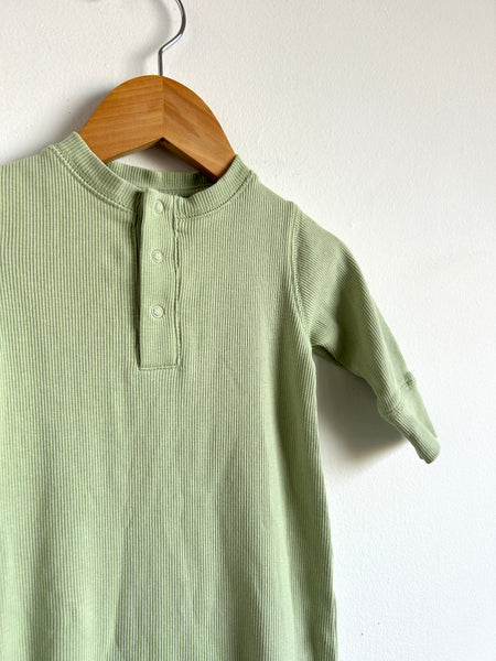 Bebe Green Ribbed Romper • 3-12 months
