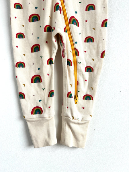 Parade Organics Short Sleeve Rainbow Cotton Zip Romper • 3-6 months