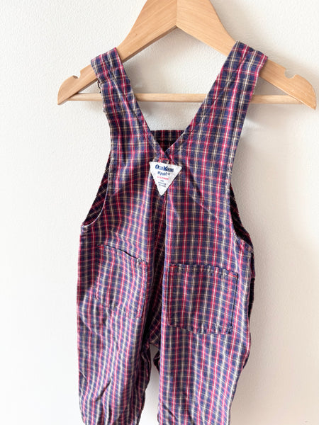 Vintage OshKosh Plaid Overalls • 18 months