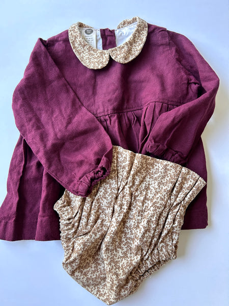 Dear Loa Maroon and Floral Linen Set • 2 years