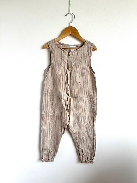 Zara Brown and Tan Striped Tank Romper • 3-4 years