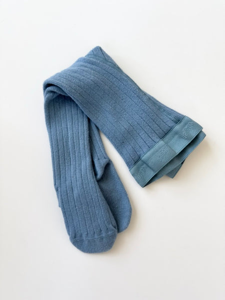 Collegien Blue Ribbed Tights • 1 year