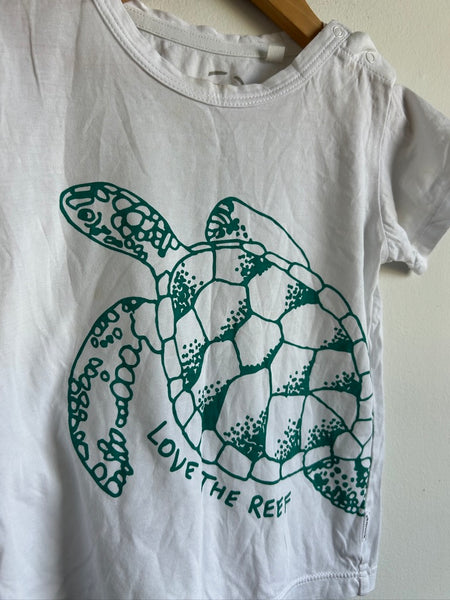 Bonds Love The Reef Turtle White Tee • 18-24 months