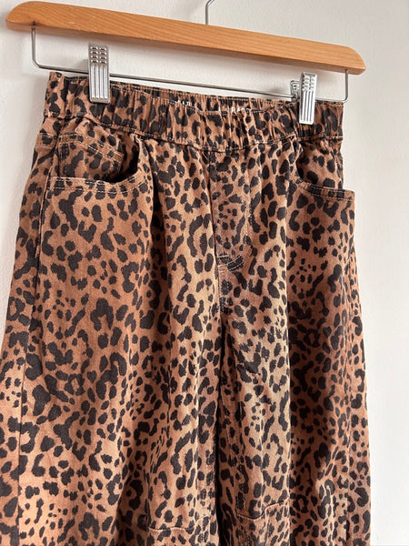 Gap Barrel Leg Leopard Striped Elastic Waist Jeans • 8 years