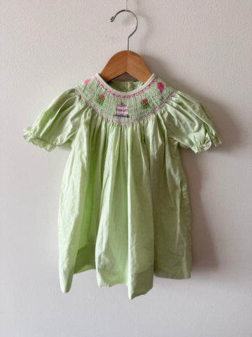 Petit Ami Smocked Green Birthday Dress • 1-2 years