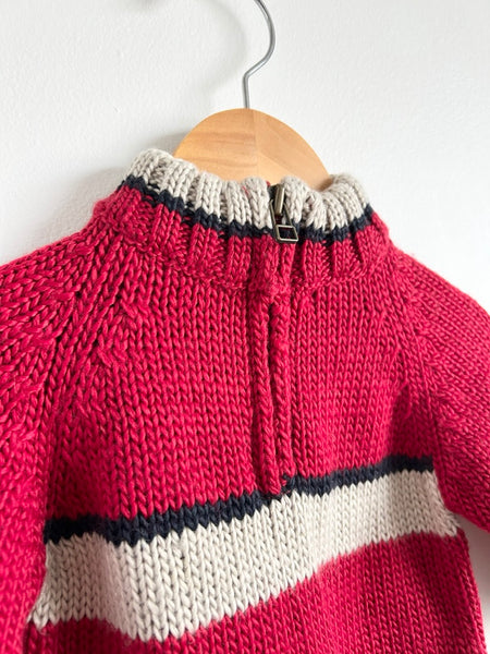 Vintage Baby World Red Wool Blend Knit 1/4 Zip Knit Sweater • 6-18 months