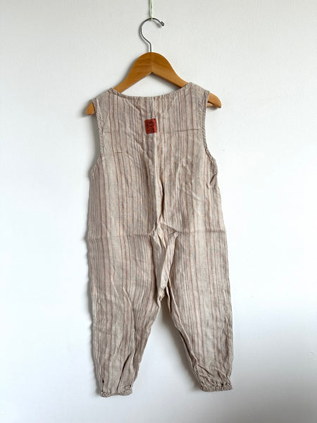 Zara Brown and Tan Striped Tank Romper • 3-4 years
