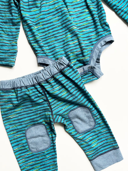 Patagonia 2pc Baselayer Striped Blue Set • 3-6 months