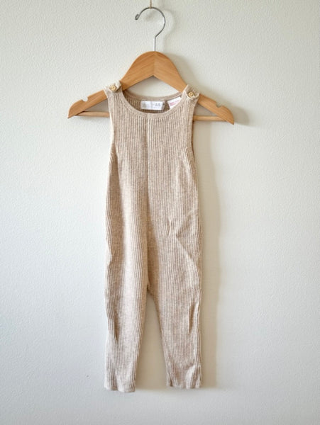 Zara Wool Blend Knit Cream Overalls • 6-12 months