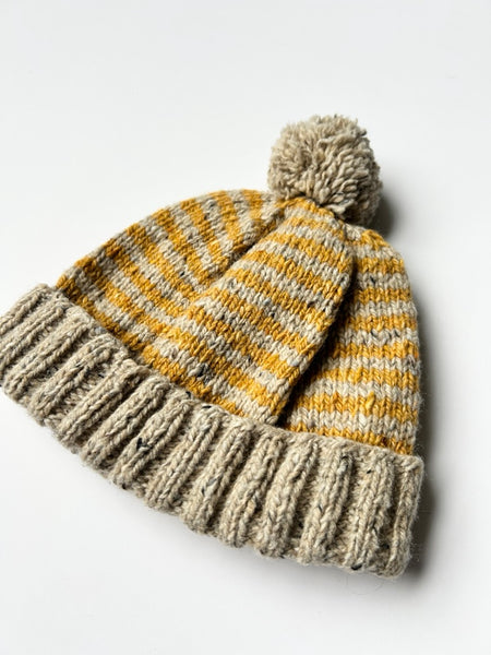 Yellow and Tan Knit Woolly Toque • 4-8 years