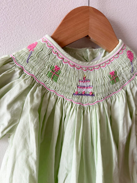 Petit Ami Smocked Green Birthday Dress • 1-2 years