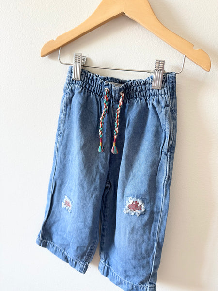 Zara Wide Leg Denim Patch Pants • 2-3 years