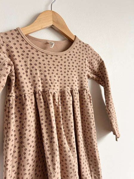 Quincy Mae Brown Tiny Floral Long Sleeve Dress • 3-4 years