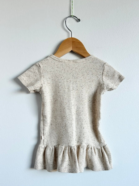 Jax and Lennon Cream Speckled Peplum Dress • 1-3 years