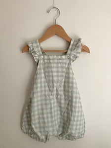 Nest and Nurture Green Gingham Overalls • 2 years