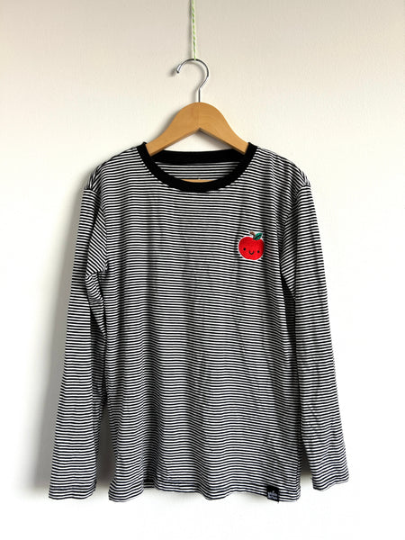 Whistle and Flute Striped Apple Embroidery Long Sleeve Top • 10-12 years