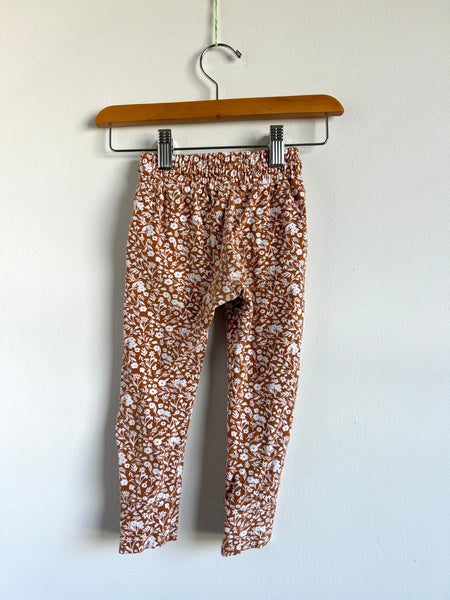 Mebie Baby Brown and White Floral Joggers • 2 years