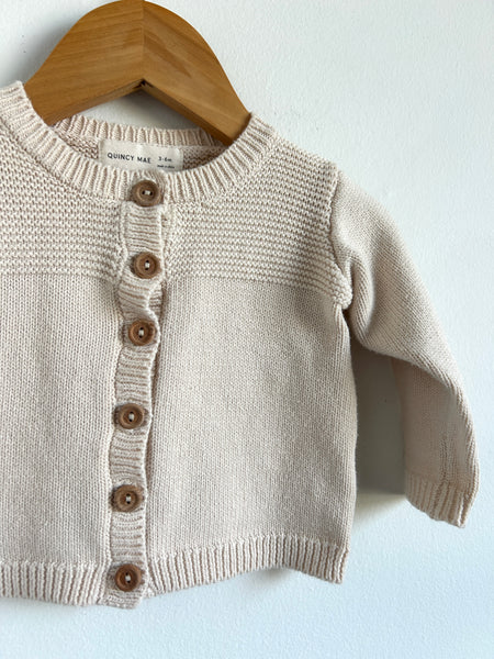 Quincy Mae Cream Button Cardigan • 3-6 months
