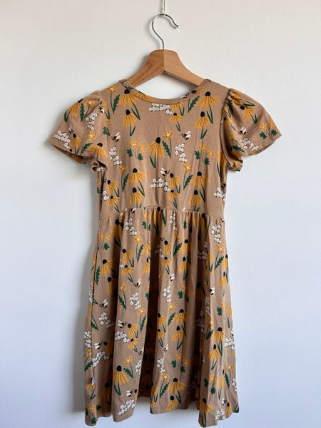 Little and Lively Brown Flower + Bee Dress • 7-8 years