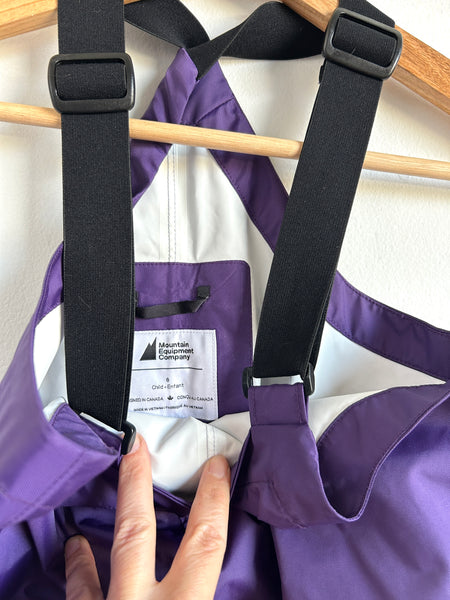 MEC Purple Overall Style Rainpants • 8-10 years