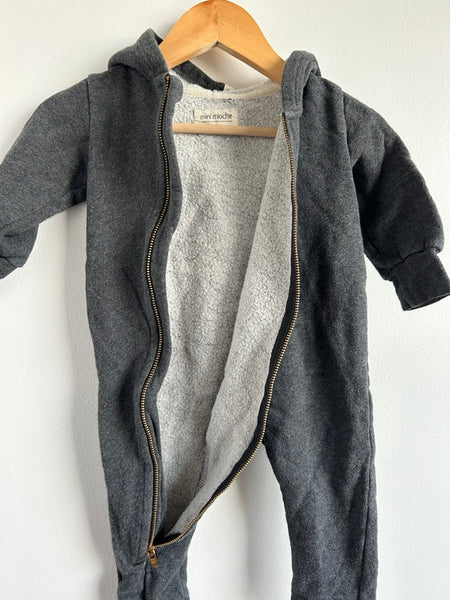 Mini Mioche Grey Plush Biker Romper • 6-12 months