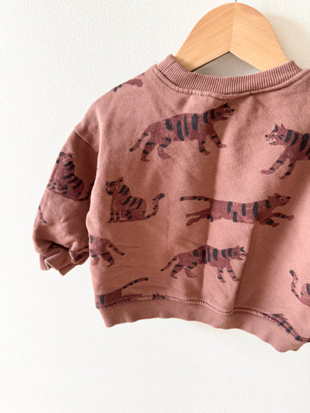Zara Brown Tiger Crewneck Sweater • 9-18 months