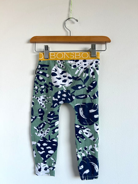 Bonds Blue White and Green Leaf Pants • 18-24 months
