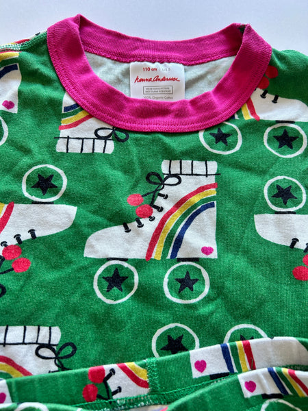 Hanna Andersson 2pc Rollerskate Shorty Pyjamas • 5-6 years