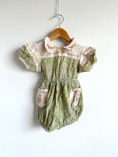 Apolina Green Plaid Bubble Romper • 2-3 years