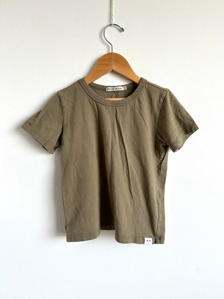 Petits Vilains Brown Olive Cotton T-Shirt • 4-5 years