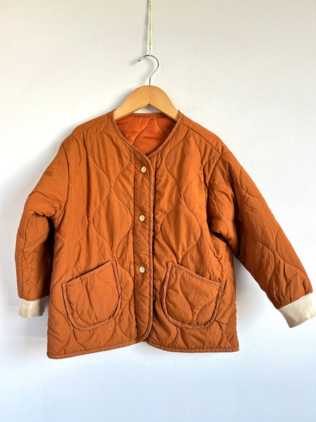 Orange and Cream Quilted Jacket with Buttons • 5-7 years