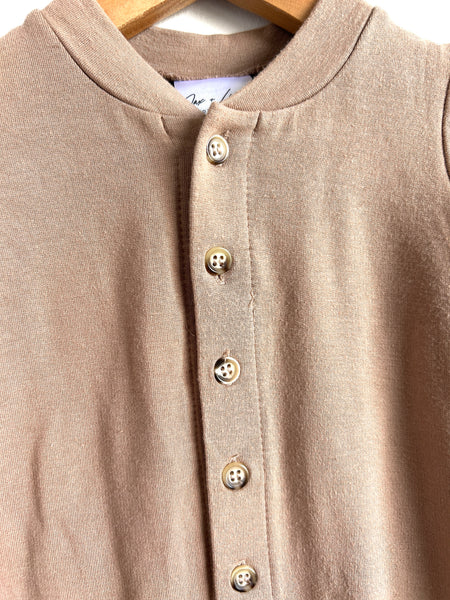 Jax and Lennon Light Brown Button Lounge Suit • 0-6 months