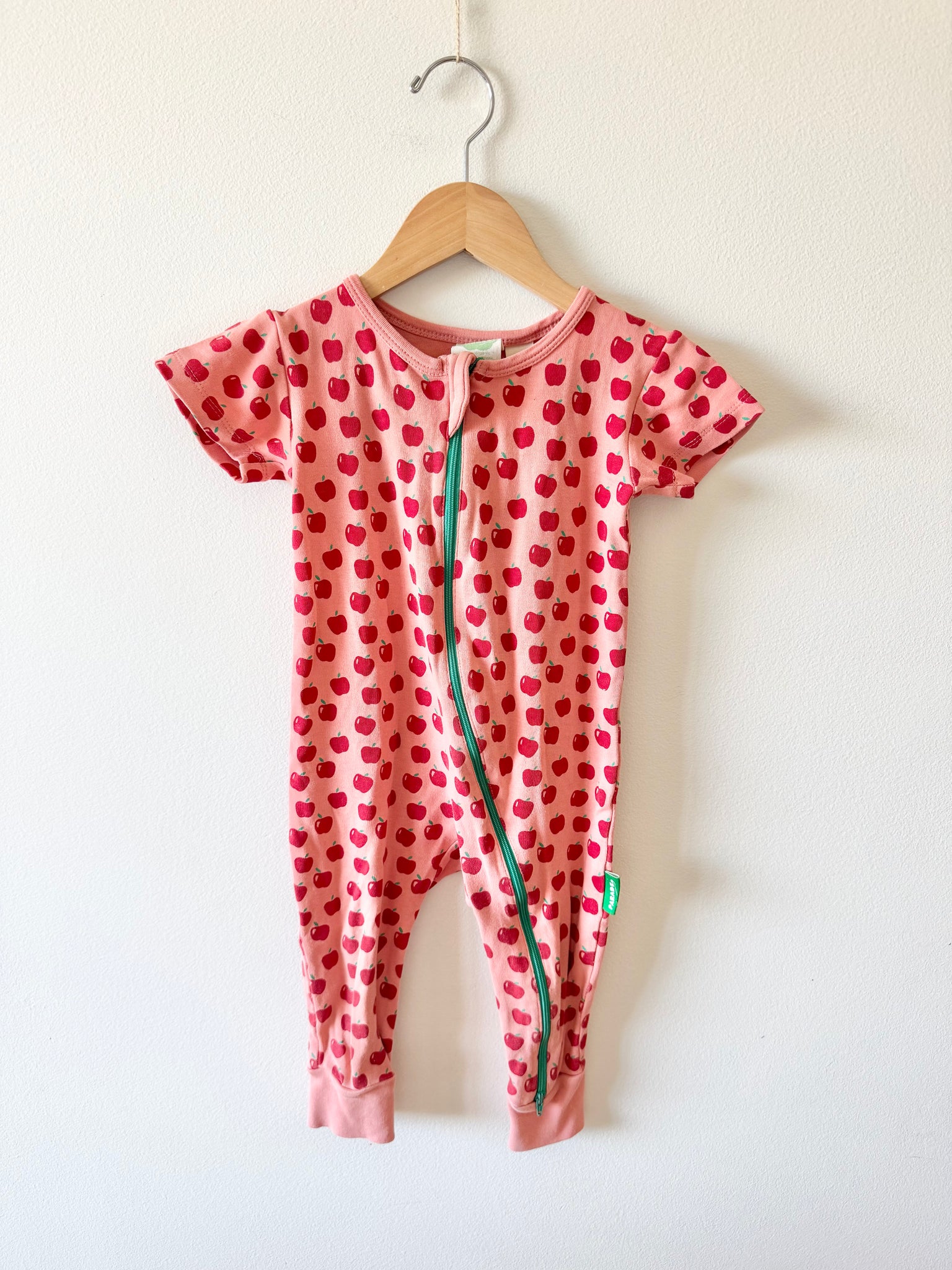 Parade Pink Apples Short Sleeve Zip Romper • 18-24 months