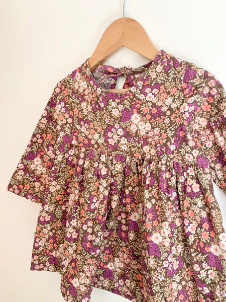 Nest and Nurture Purple Floral Dress • 2 years