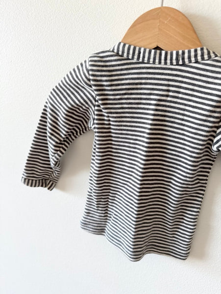 Petits Vilains Black and White Long Sleeve Cotton Top • 6-12 months